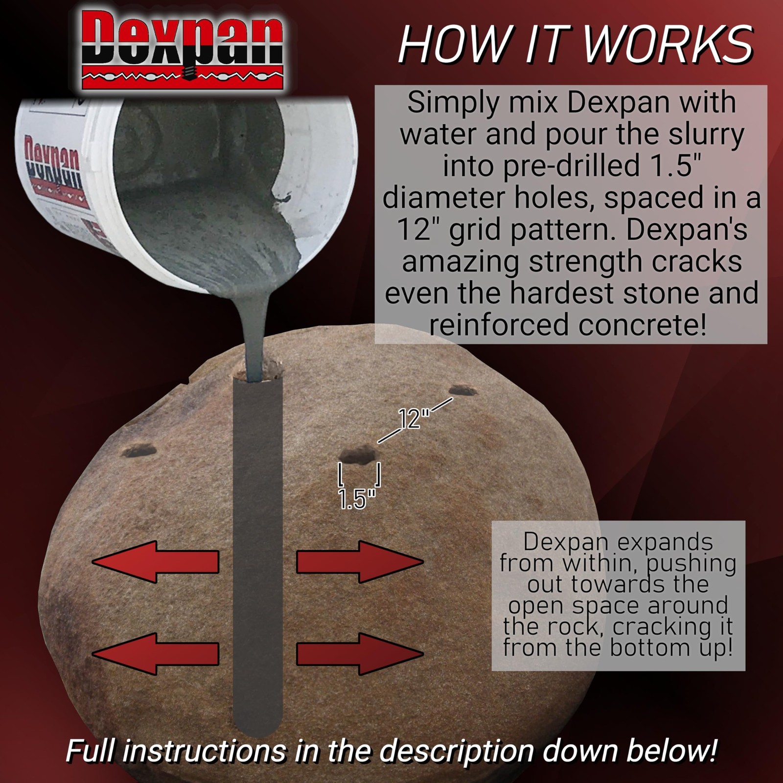 Dexpan Expansive Demolition Grout 11 Lb Bucket Rock Breaking Concrete Cutting