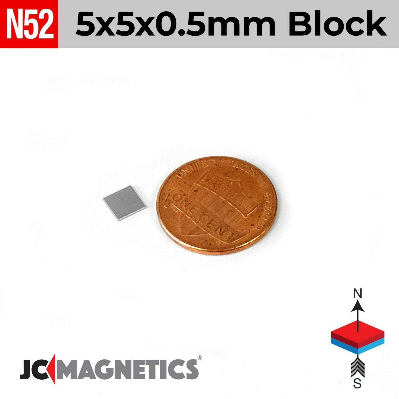 Magnet Block 5mm x 5mm x 0.5mm N52 Super Strong Rare Earth Neodymium 5x5x0.5mm