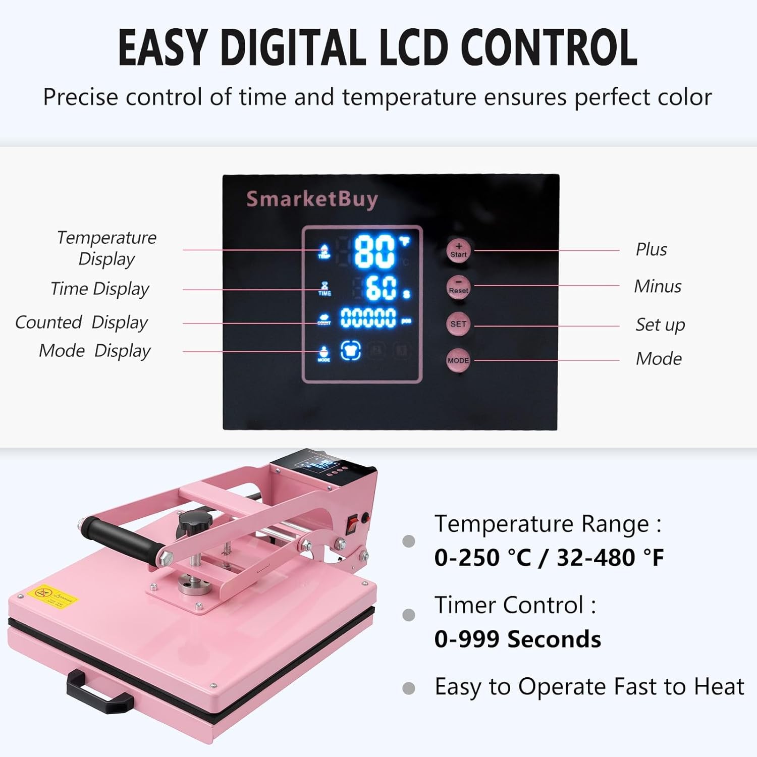 15″x15″ Digital Clamshell Heat Press Machine T-shirt Sublimation Transfer Print