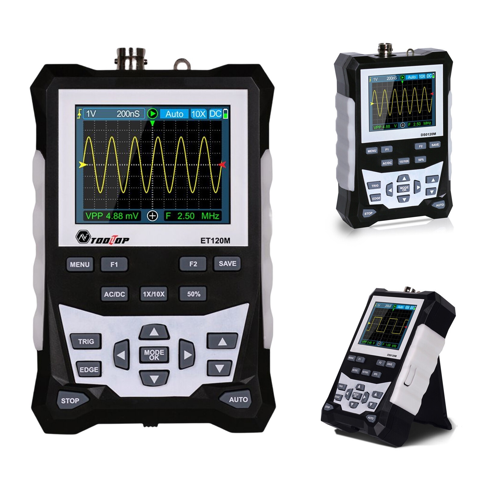 Handheld LCD Digital Oscilloscope 120MHz Bandwidth 500MSa/s Sampling Rate E6C1
