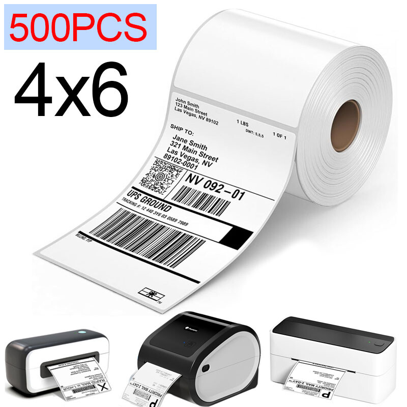 500/1000pcs 4×6 Direct Thermal Shipping Label Compatible with PHOMEMO/MUNBYN Lot