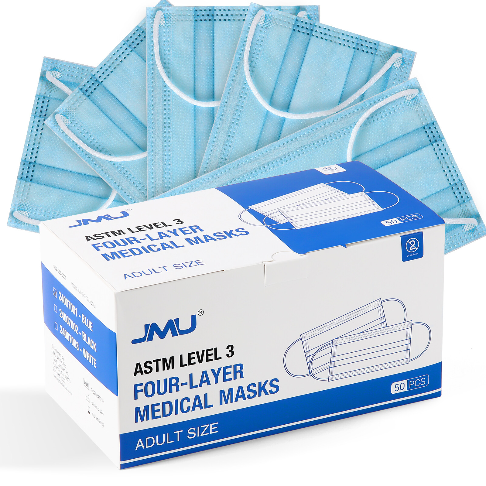 JMU ASTM Level 3 Face Masks 4-Ply BFE 98% Disposable Medical Shield Mask