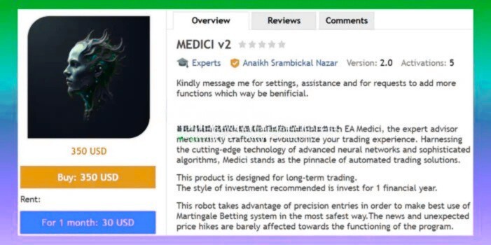 Medici EA MT4 v2.0 (Platform build 1443+) Download New Update 2026.