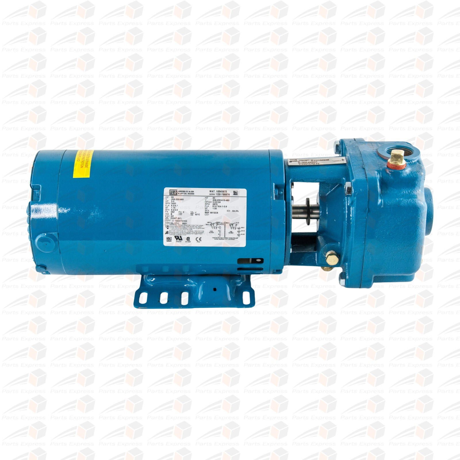 BURKS WATER PUMP# 330CS7M, 3.0 HP, 20.5 GPM, 3 PHASE, 208/230/460V, RPM 3450