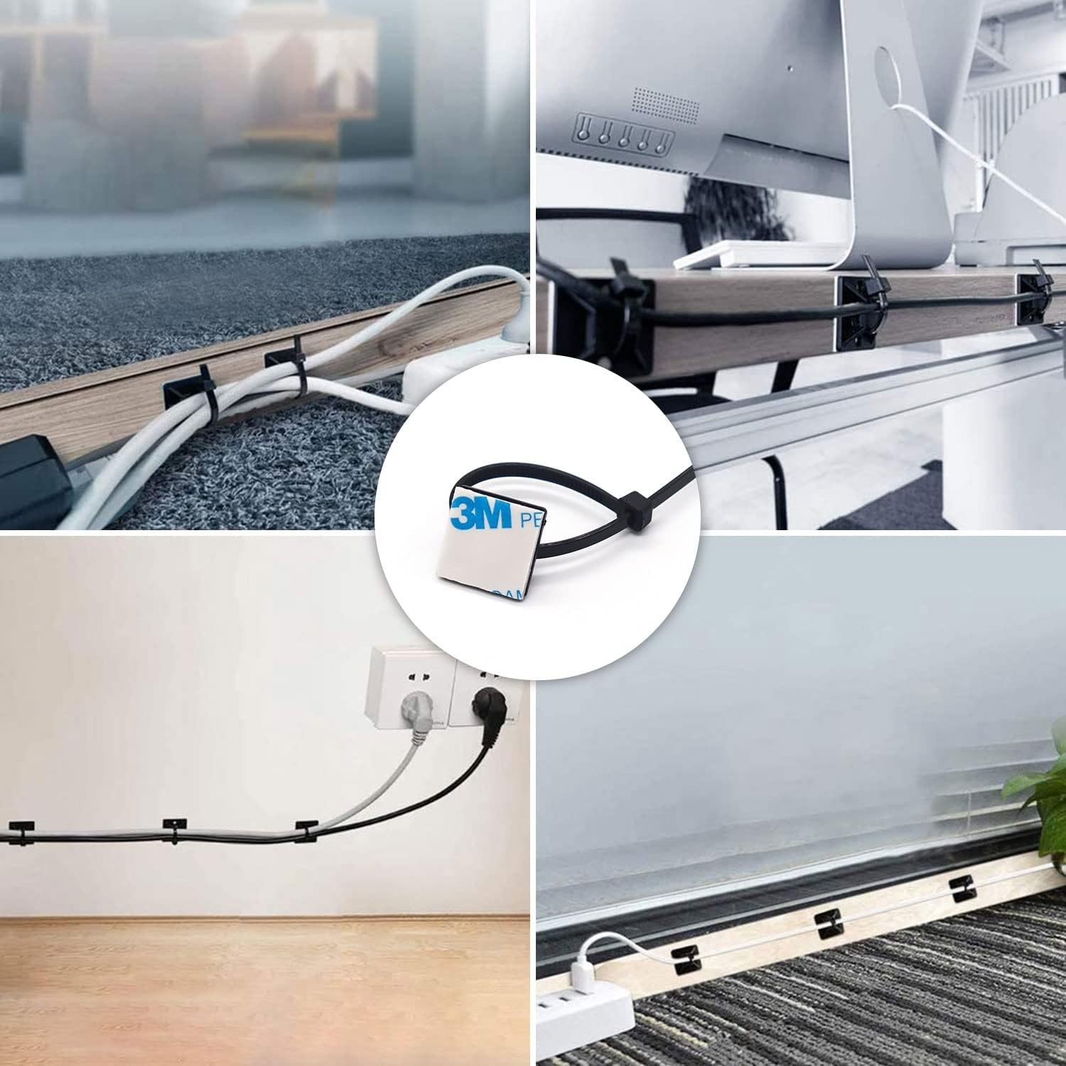 Cable Tie Mount Zip Tie Adhesive Backed Mounts Stick On Wire Holder Screw Hole