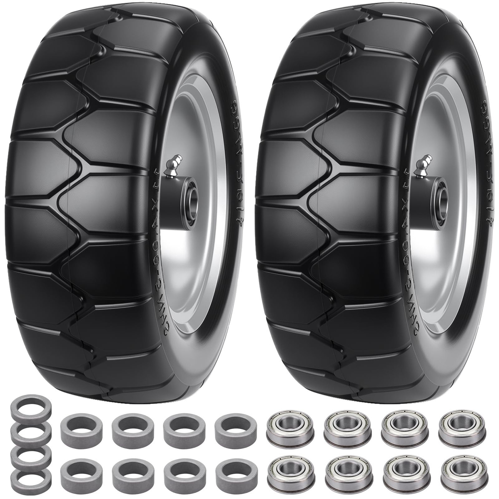 11×4.00-5» Lawn Mower Tires Flat Free, Zero Turn Mower Front Tires, 11×4-5 S…