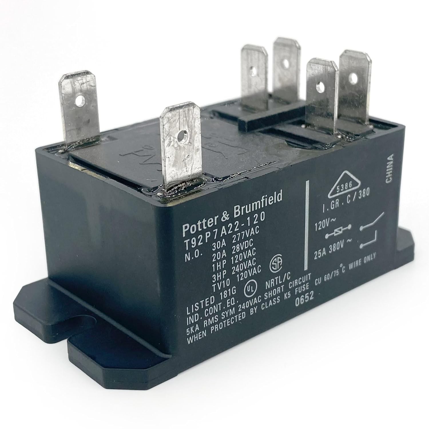 T92P7A22 120 Relay 6 Pin 30A 120VAC DPST NO Power Relay Pot Number of Items: 1
