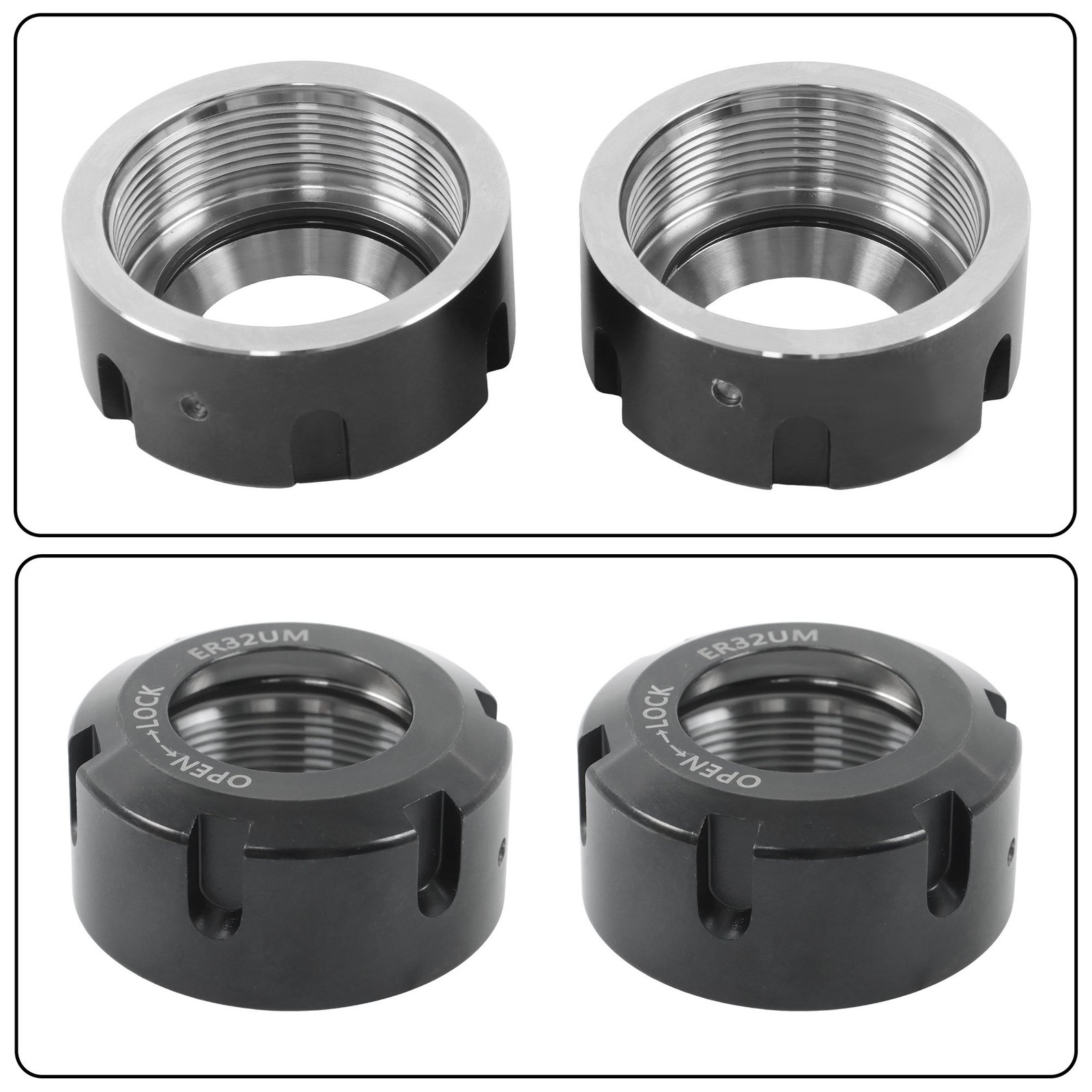 ER32UM Collet Nut 2 Pack Set Ball Bearing Type for CNC Milling Tool Holder
