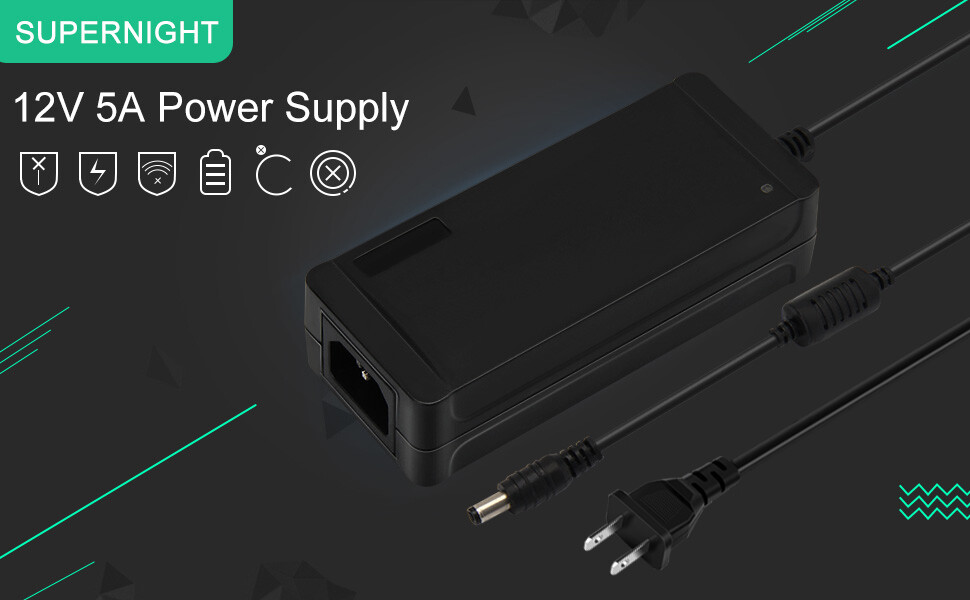 AC 100-240V to DC 12V 5A Power Supply Transformer Converter for LED Strip Lights