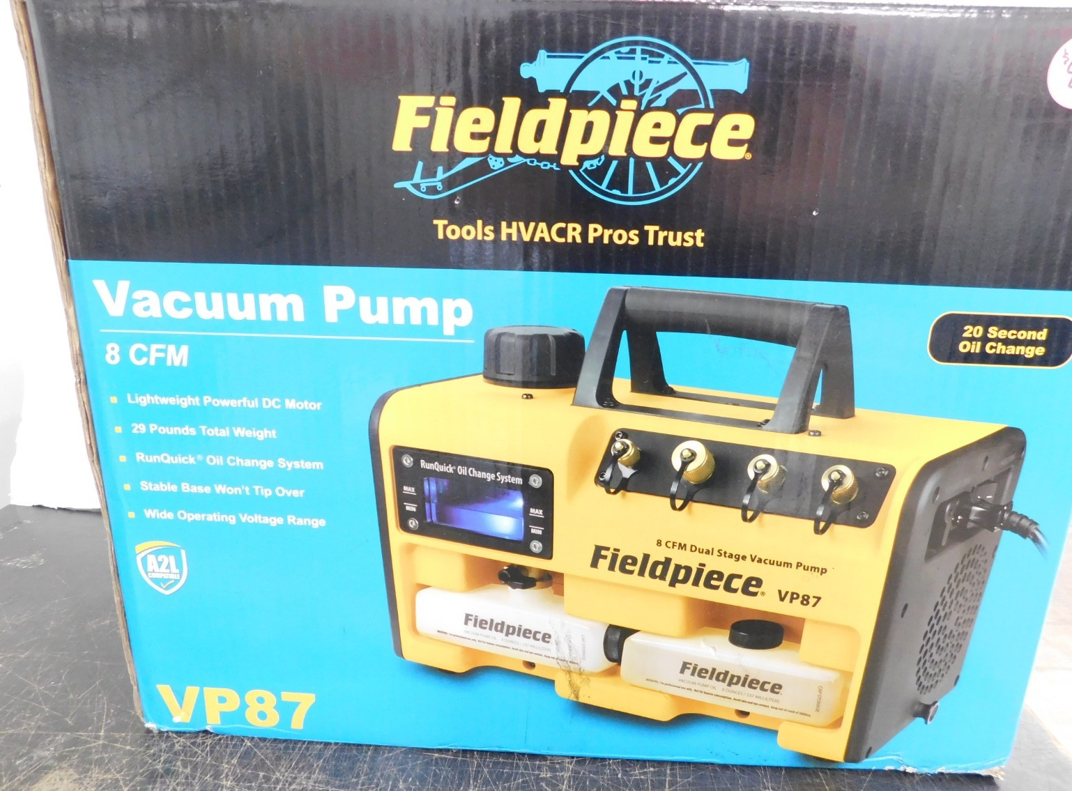 FIELDPIECE VACUUM PUMP RUNQUICK DUAL STAGE 8 CFM MODEL VP87 *NEW*