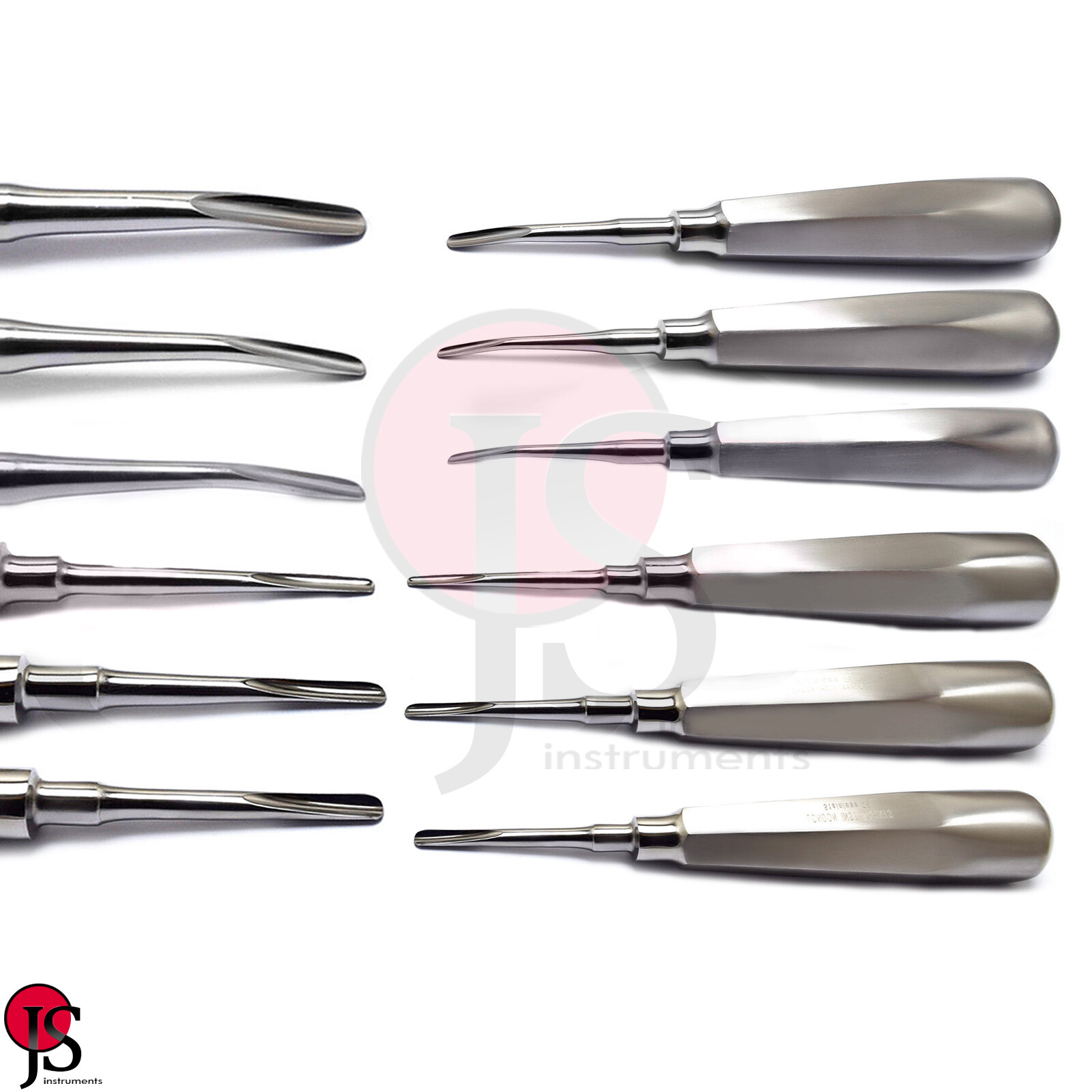 Dental Surgical Luxation Root Elevator Instrument Kit Straight and Curved New