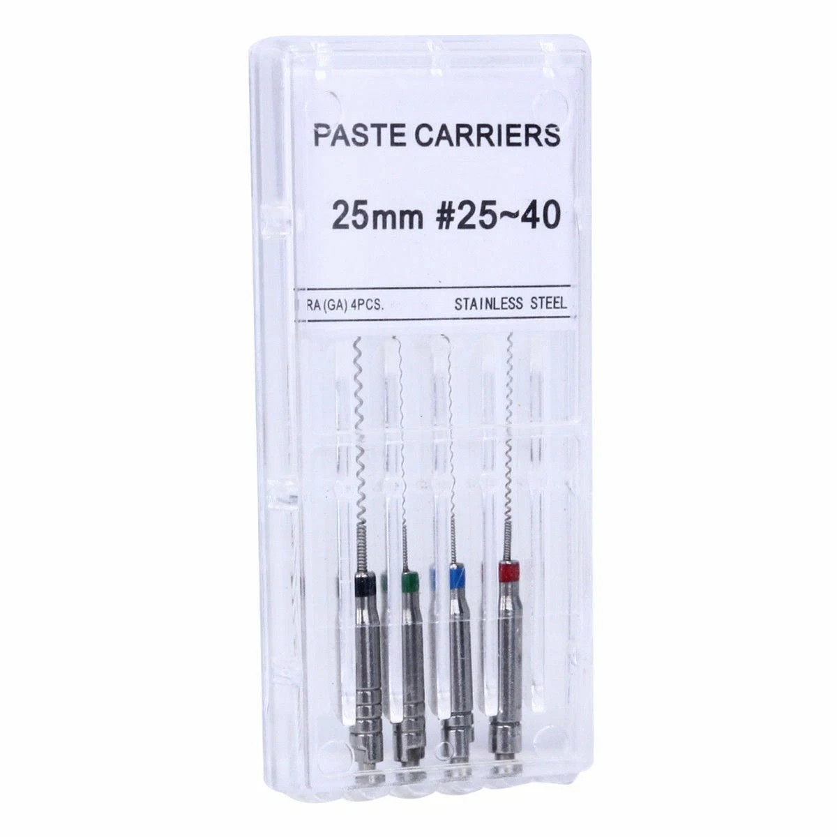 4Pcs/Box Dental Paste Carrier Spiral Fillers Engine Use Stainless Steel 25#-40#