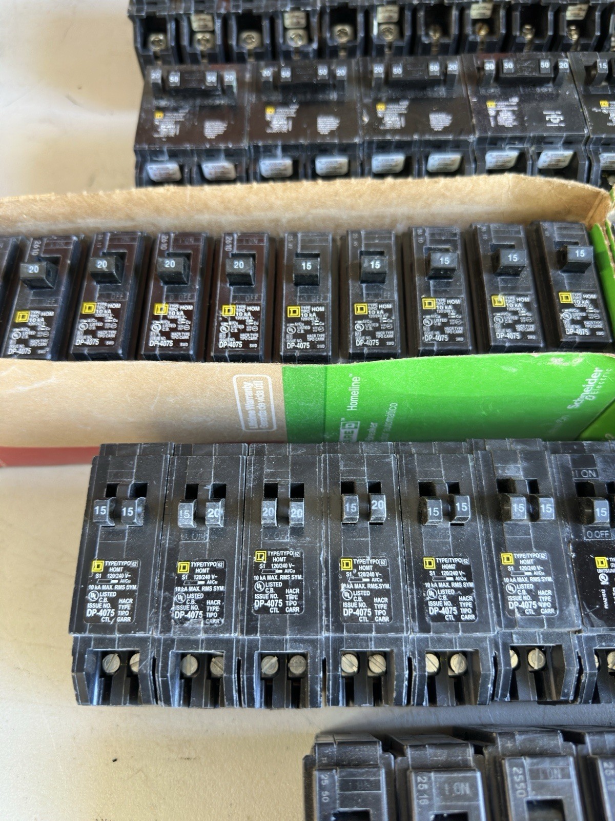 Square D Homeline Breakers Lot Single Poles/ Double Poles – Tandems/Quads