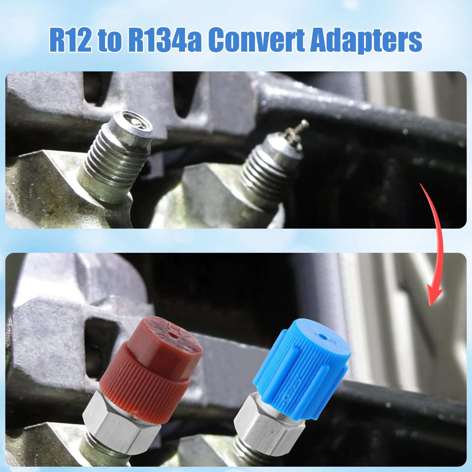 R12 to R134A AC Fitting Conversion Adapter Kit, Quick Coupler Valve A/C 90° P…