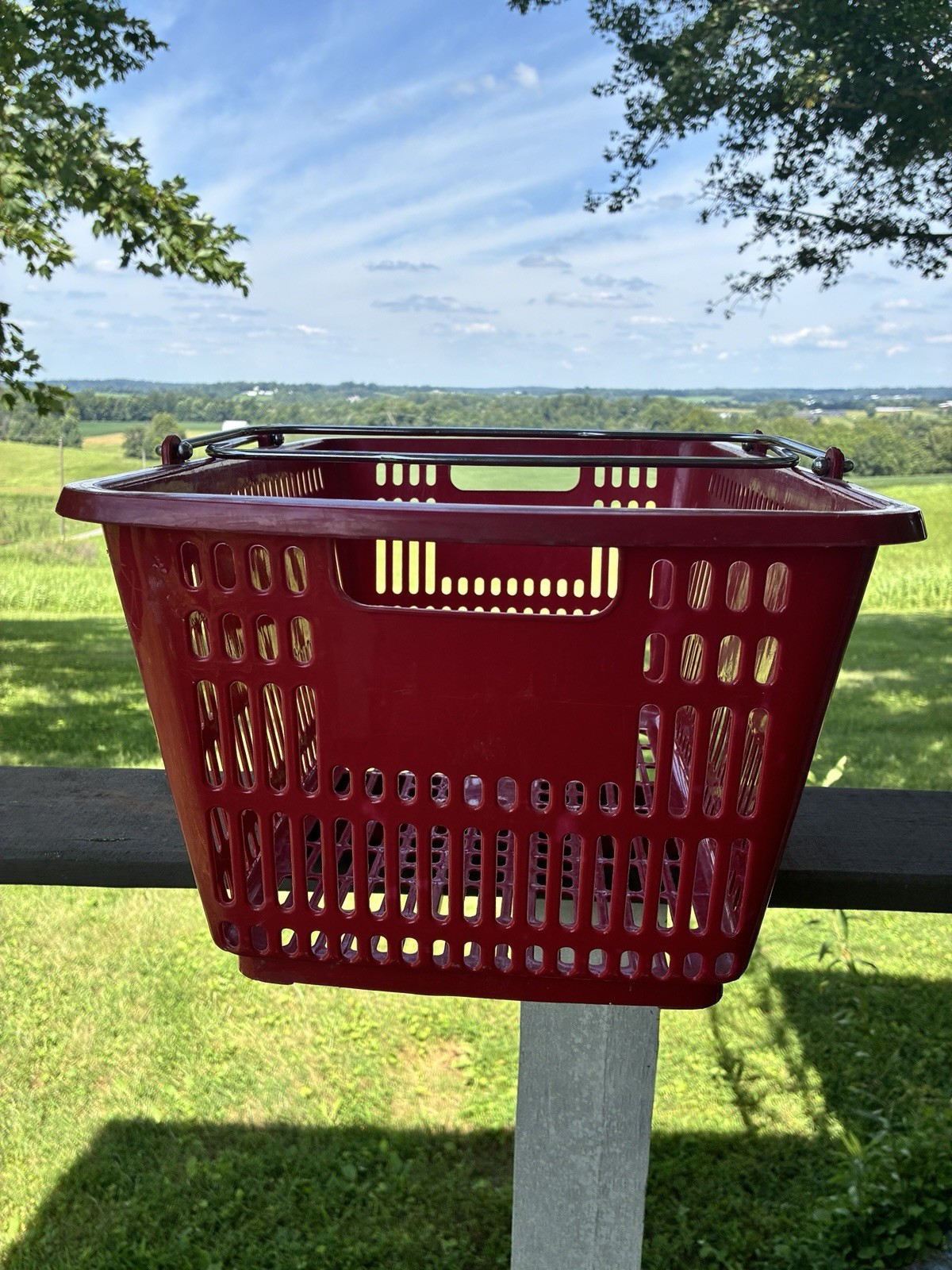 VTG Shopping Baskets LUCKYS MARKET Red Grocery Carry Basket