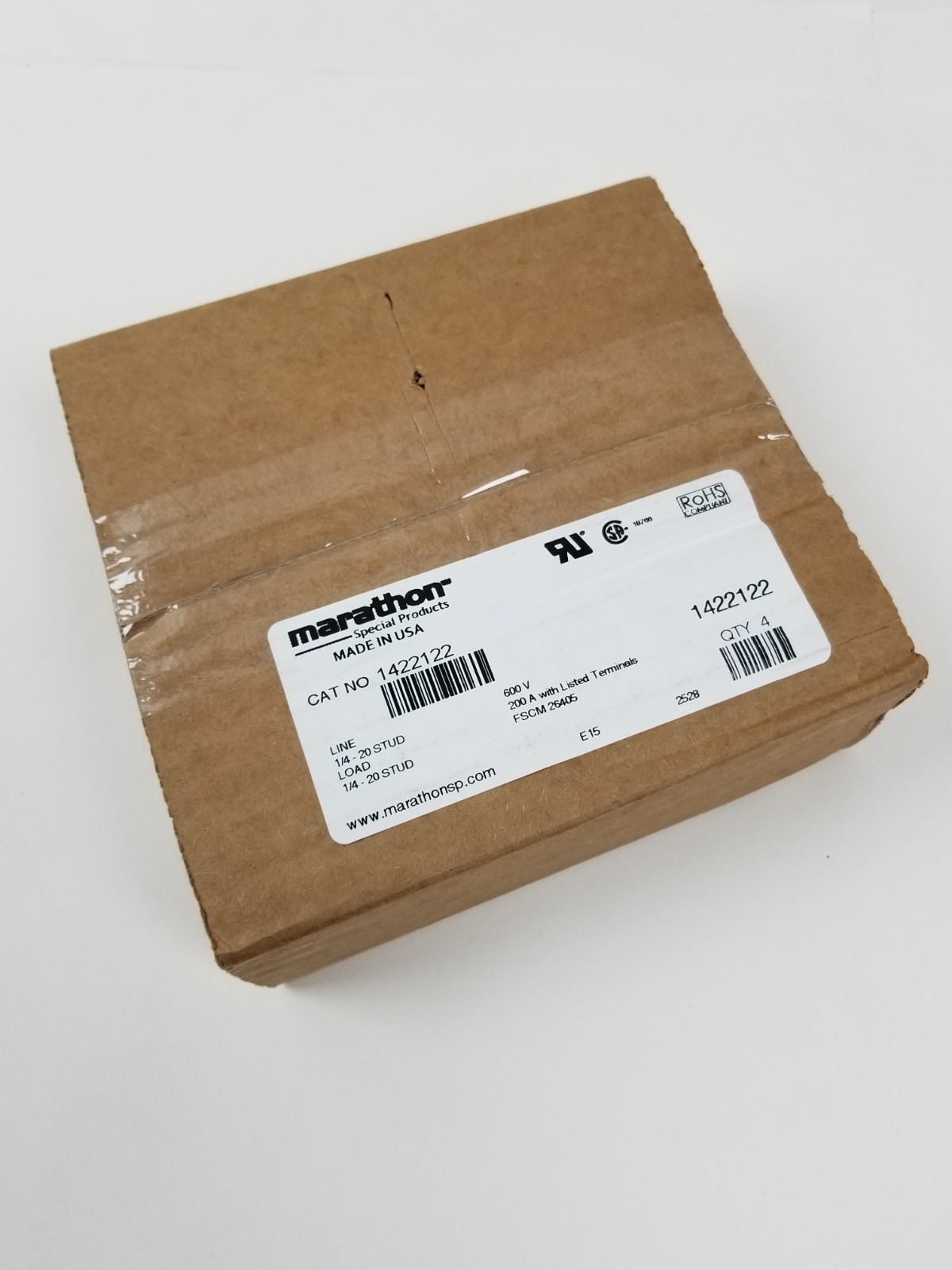 4 Marathon 1422122 Power Terminal Block 200A 600V 2-Pole NEW