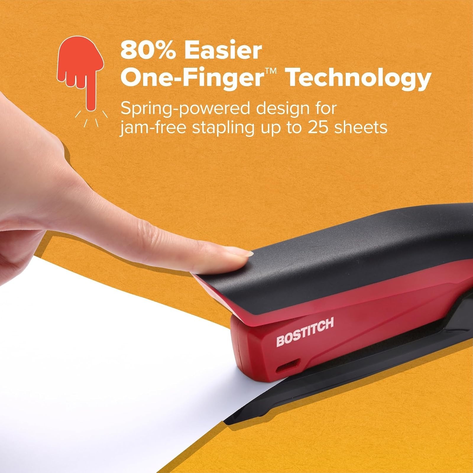 Bostitch Office InPower Spring-Powered Stapler, 20 Sheet Capacity, Pink