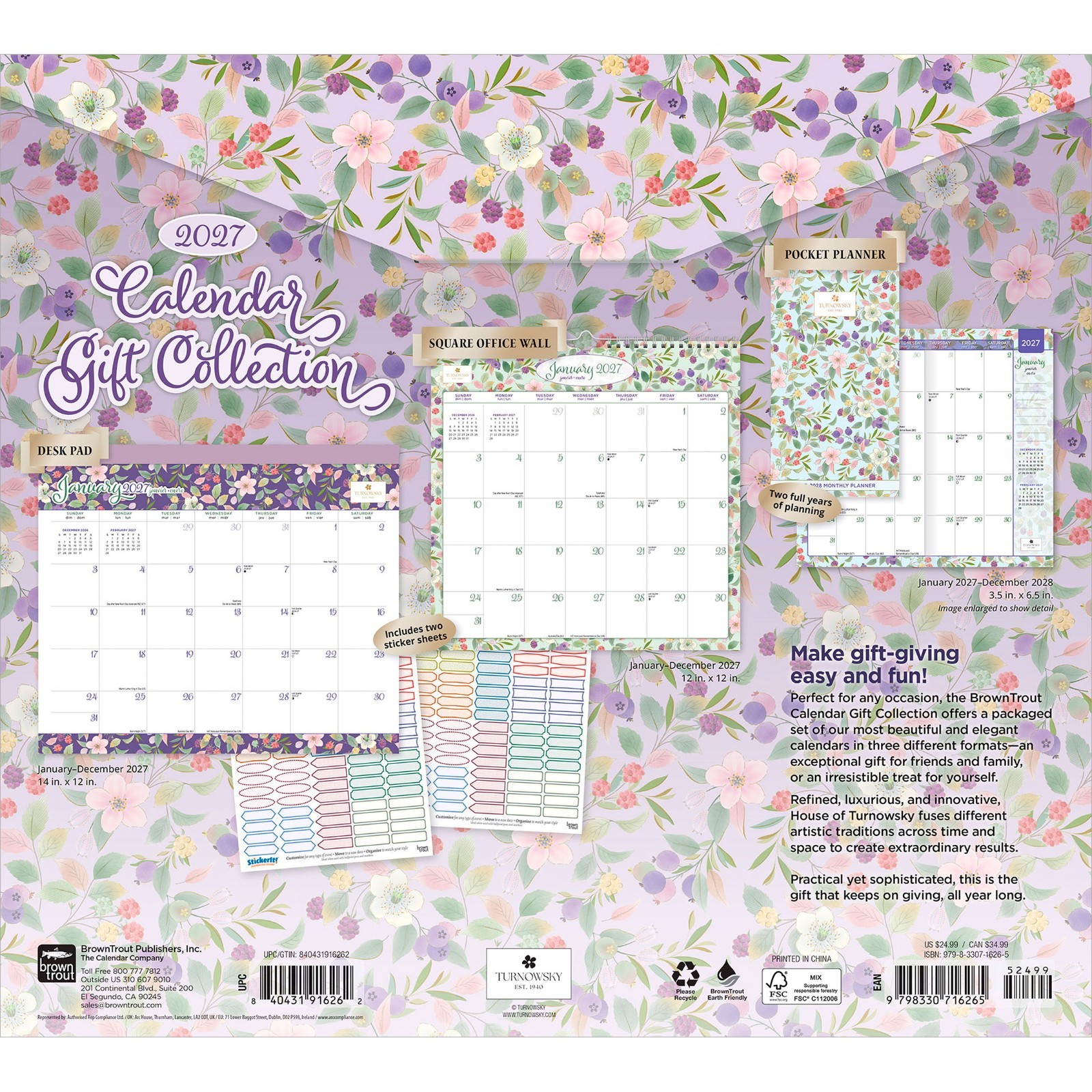 Turnowsky 2027 Gift Collection | Desk Pad, Wire-O Calendar, Pocket Planner