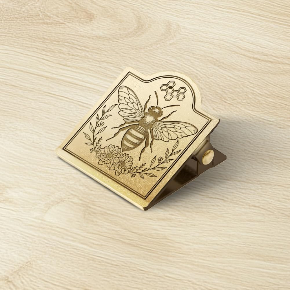 Vintage Bee Wreath Brass Journal Clip Heavy Duty Bookmark Paper Holder