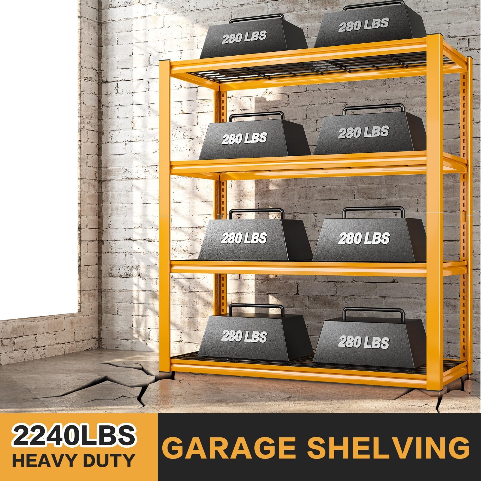 1Pcs Garage Shelving Heavy Duty Storage Shelves for Warehouse Basement,Yellow