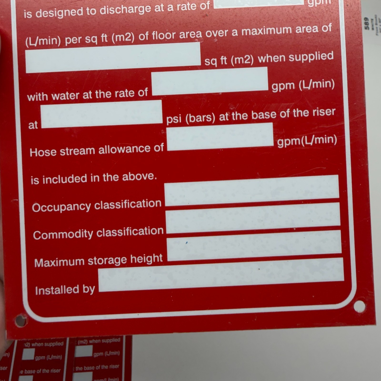 Aluminum Fire Sprinkler “Hydraulically Calculated System” Sign 5 x 7 w/ Plastic