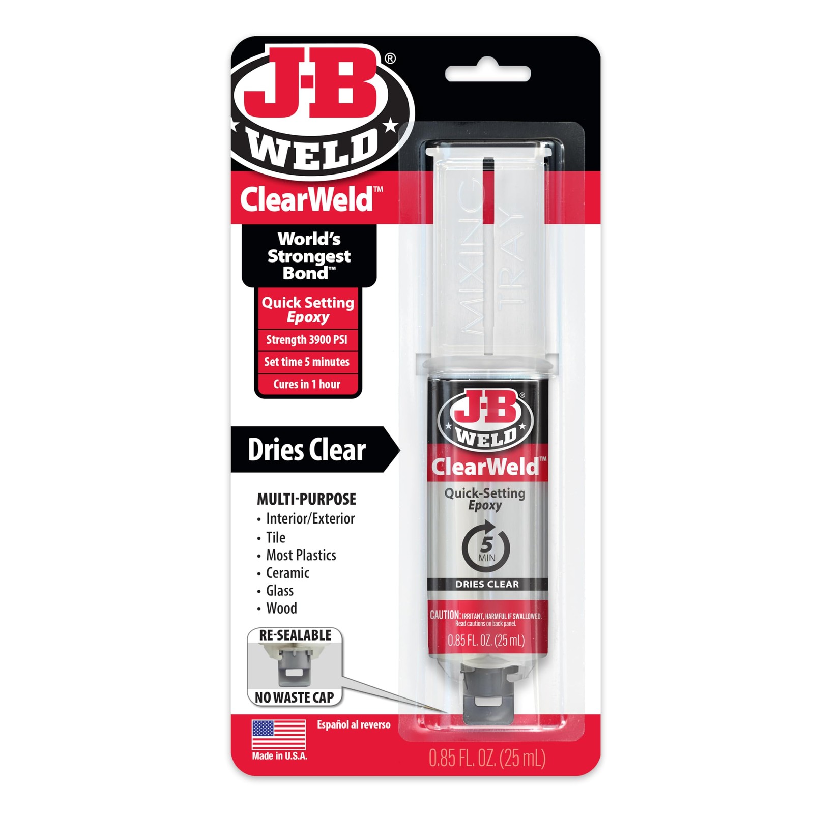 50112 ClearWeld 5 Minute Set Epoxy Syringe – Clear – 25 ml, 25ml