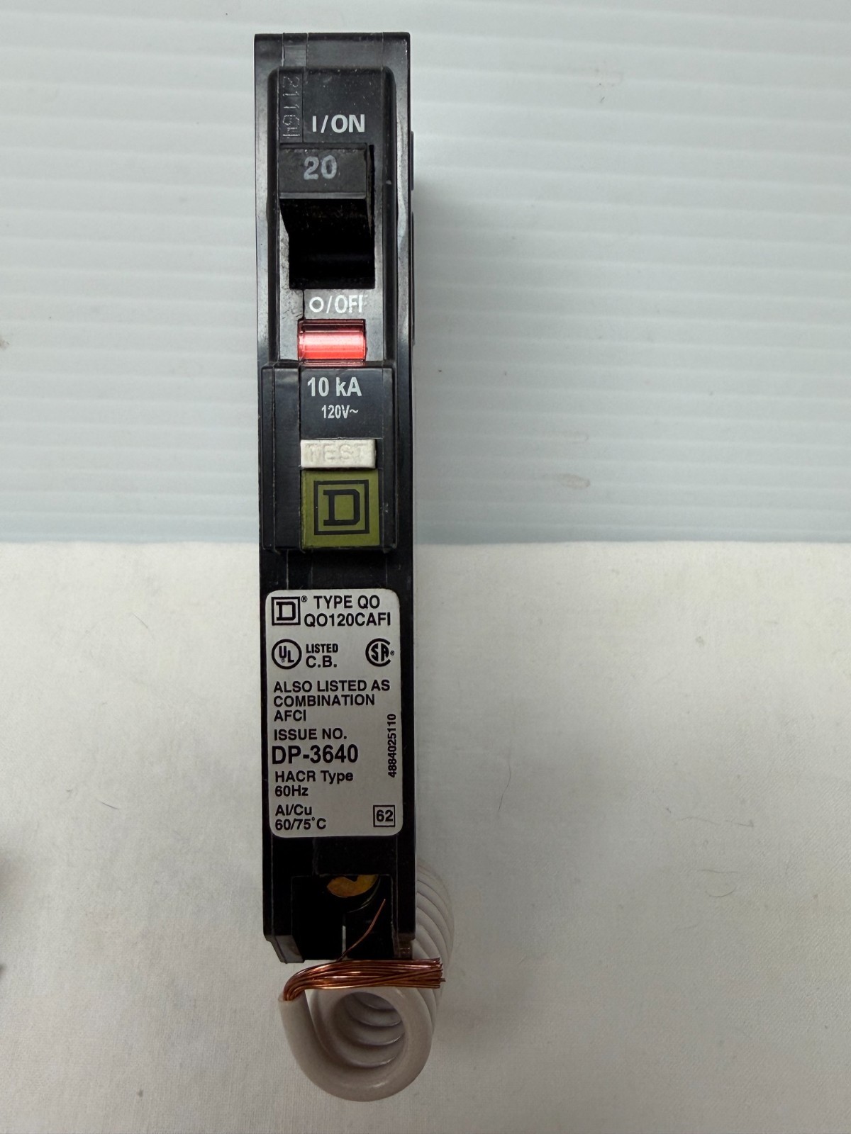 SQUARE D QO120CAFI Combination Arc-Fault 20 AMP 1-POLE CIRCUIT BREAKER 120V NEW