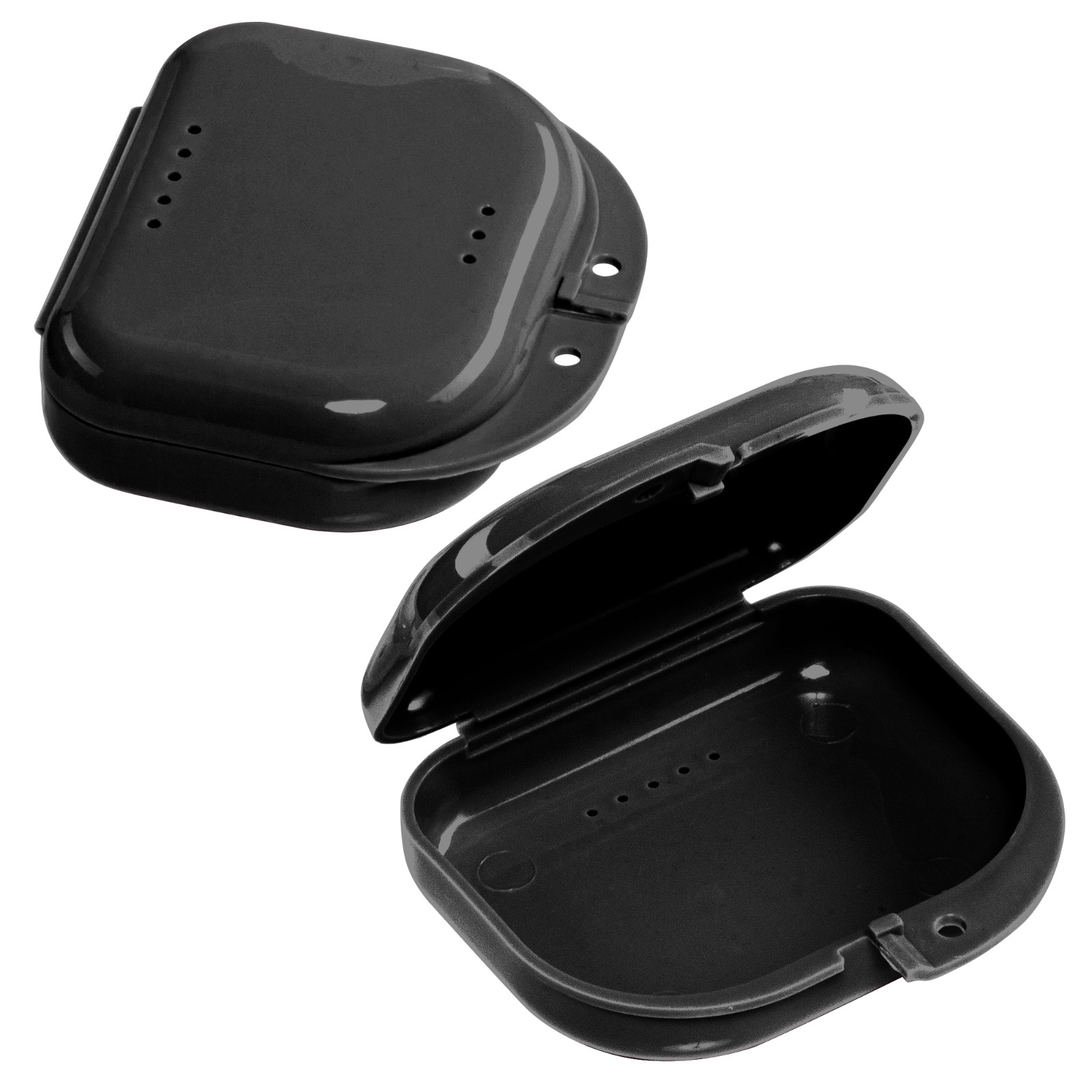 12 Black Retainer Cases w/ Vent Holes – UV Cleaner Case, Mouth Guard Aligners