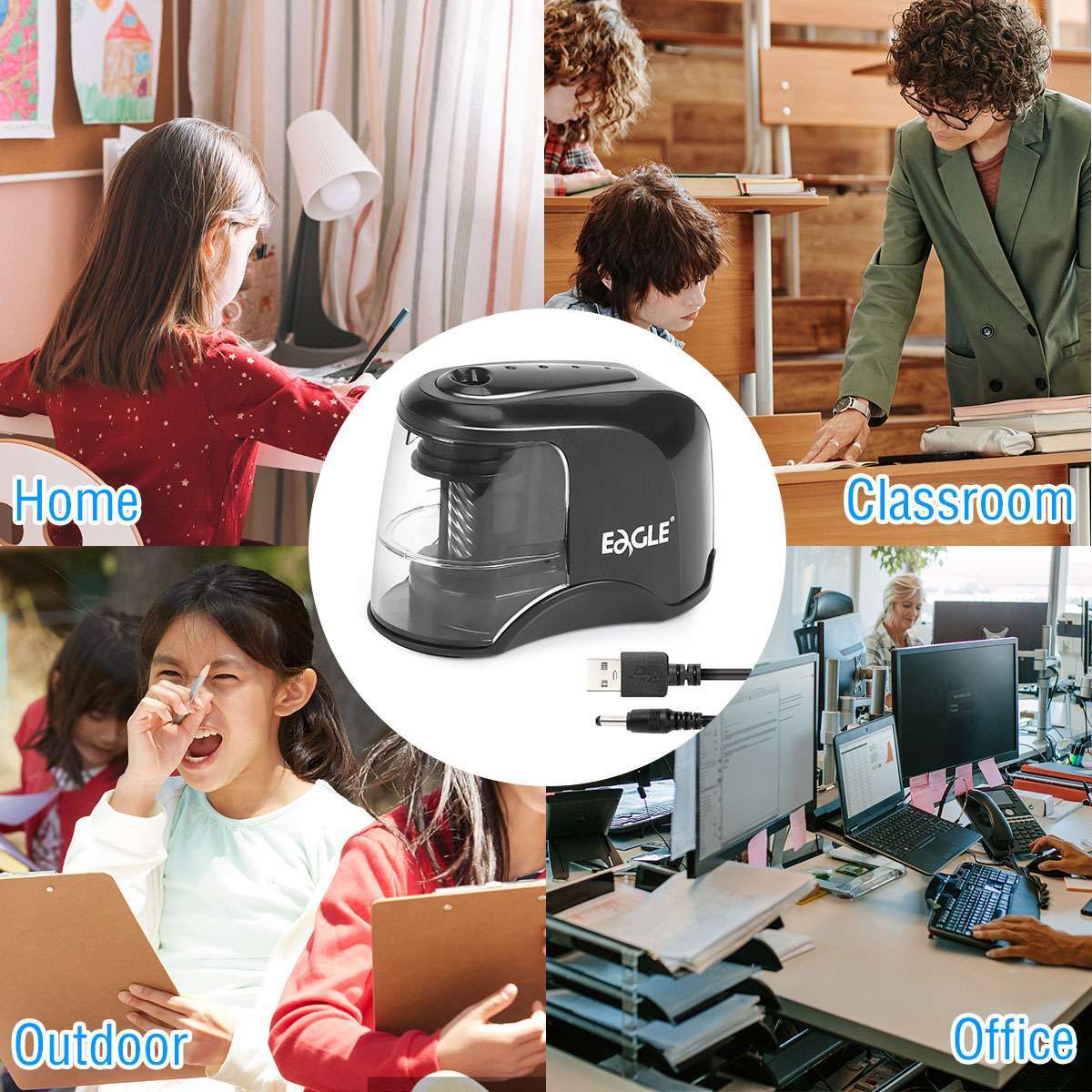 Automatic Electric Pencil Sharpener Battery Operated for Home School Office