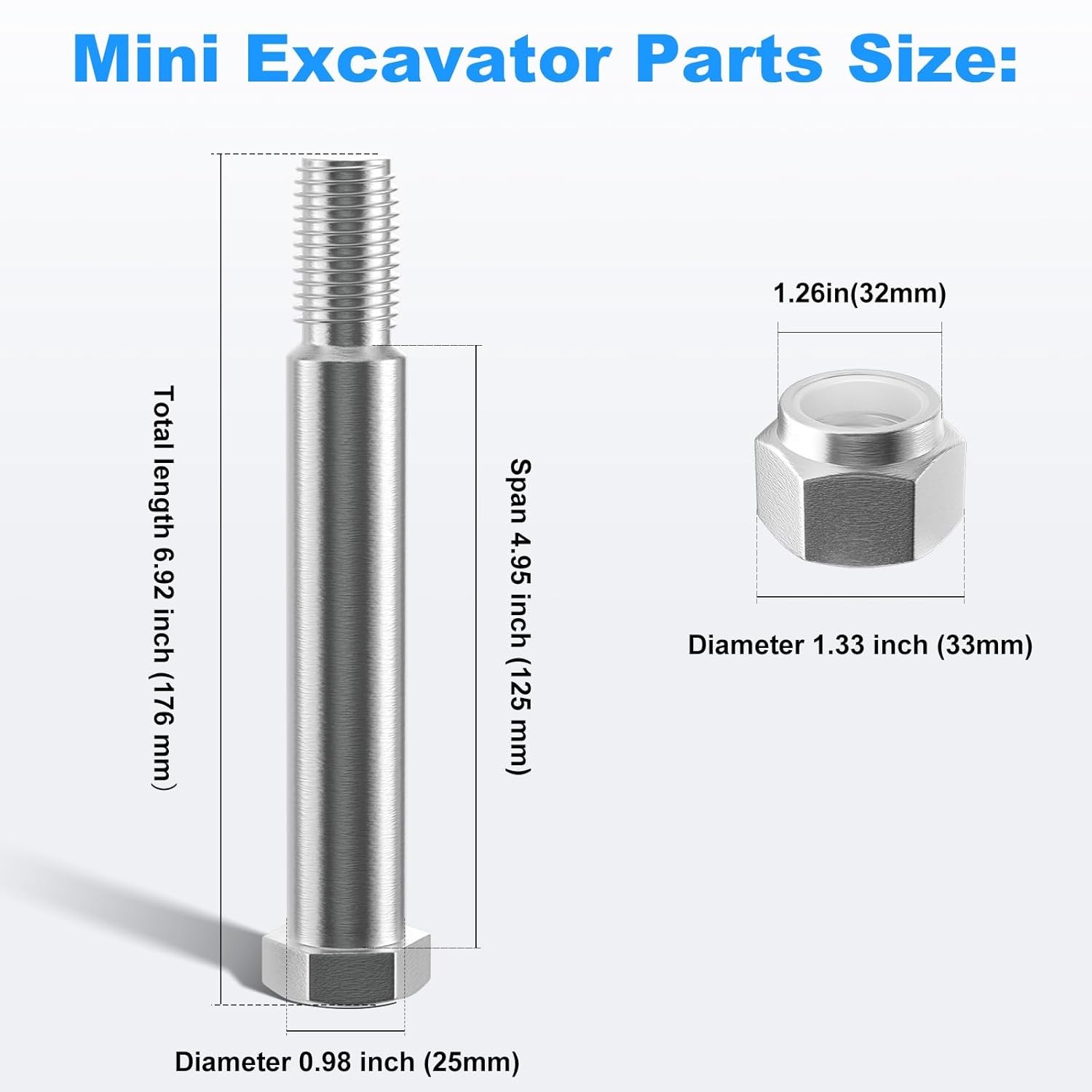 4Pcs 25mm Diamater Mini Excavator Connecting Pins Linkage Pin Attachments