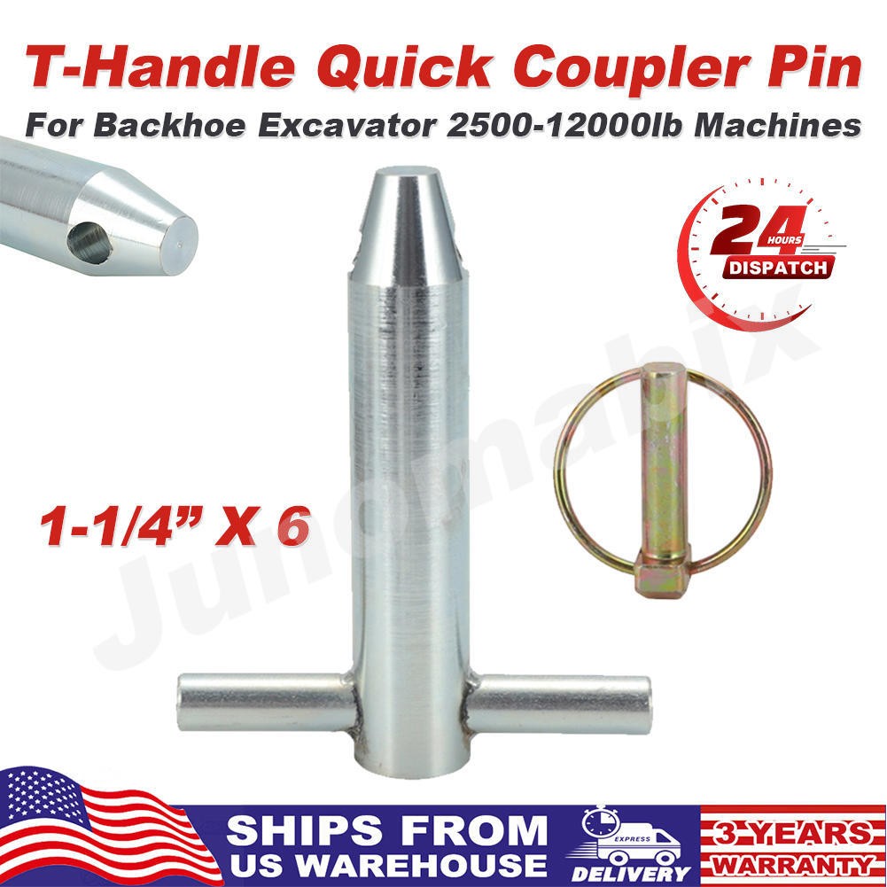 TAG Style T-Handle Quick Coupler Pin 1-1/4″x6 for Backhoe Excavator 2500-12000lb