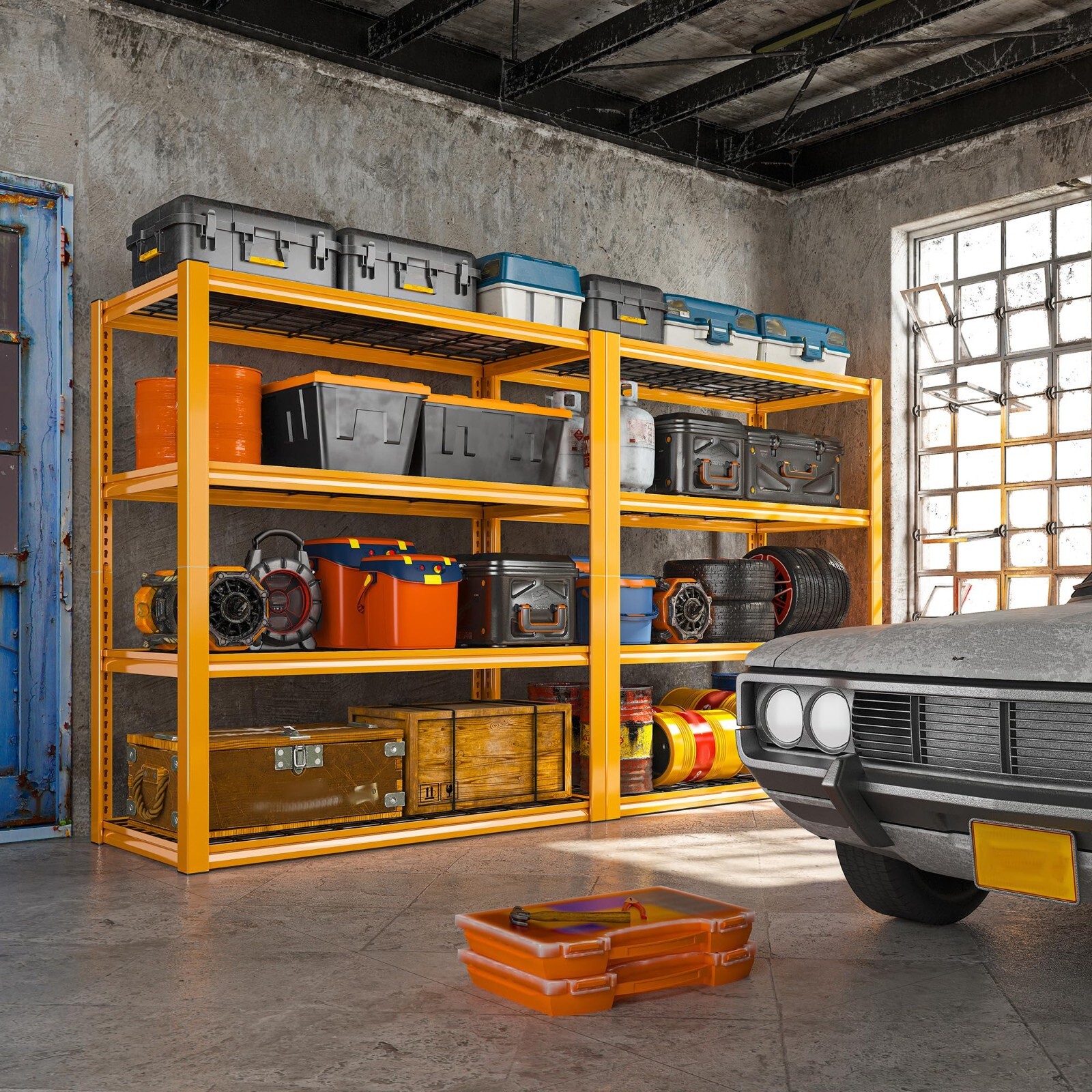 1Pcs Garage Shelving Heavy Duty Storage Shelves for Warehouse Basement,Yellow