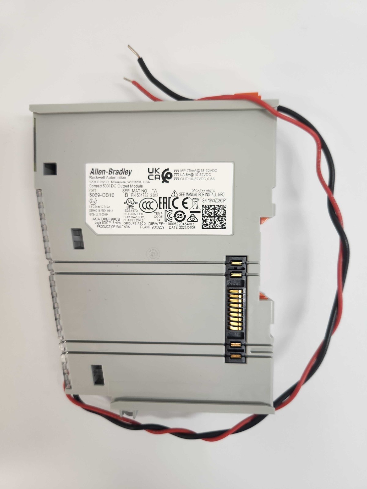Allen-Bradley 5069-OB16 Compact 5000 DC Output Module w/ Terminal Block & Wiring