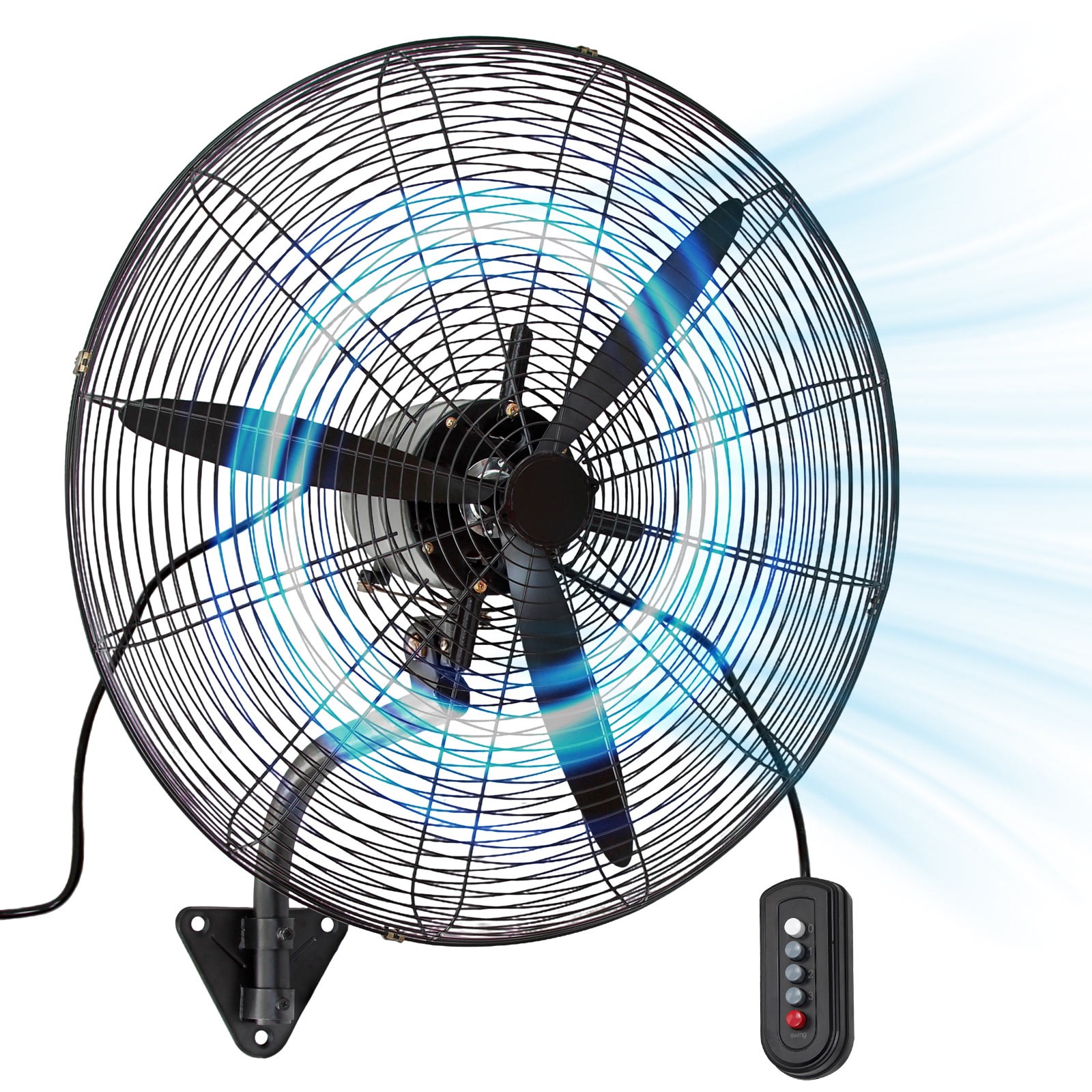 30″ In Wall Mount Oscillating Fan High Velocity 3 Speed Heavy Duty Metal Fan