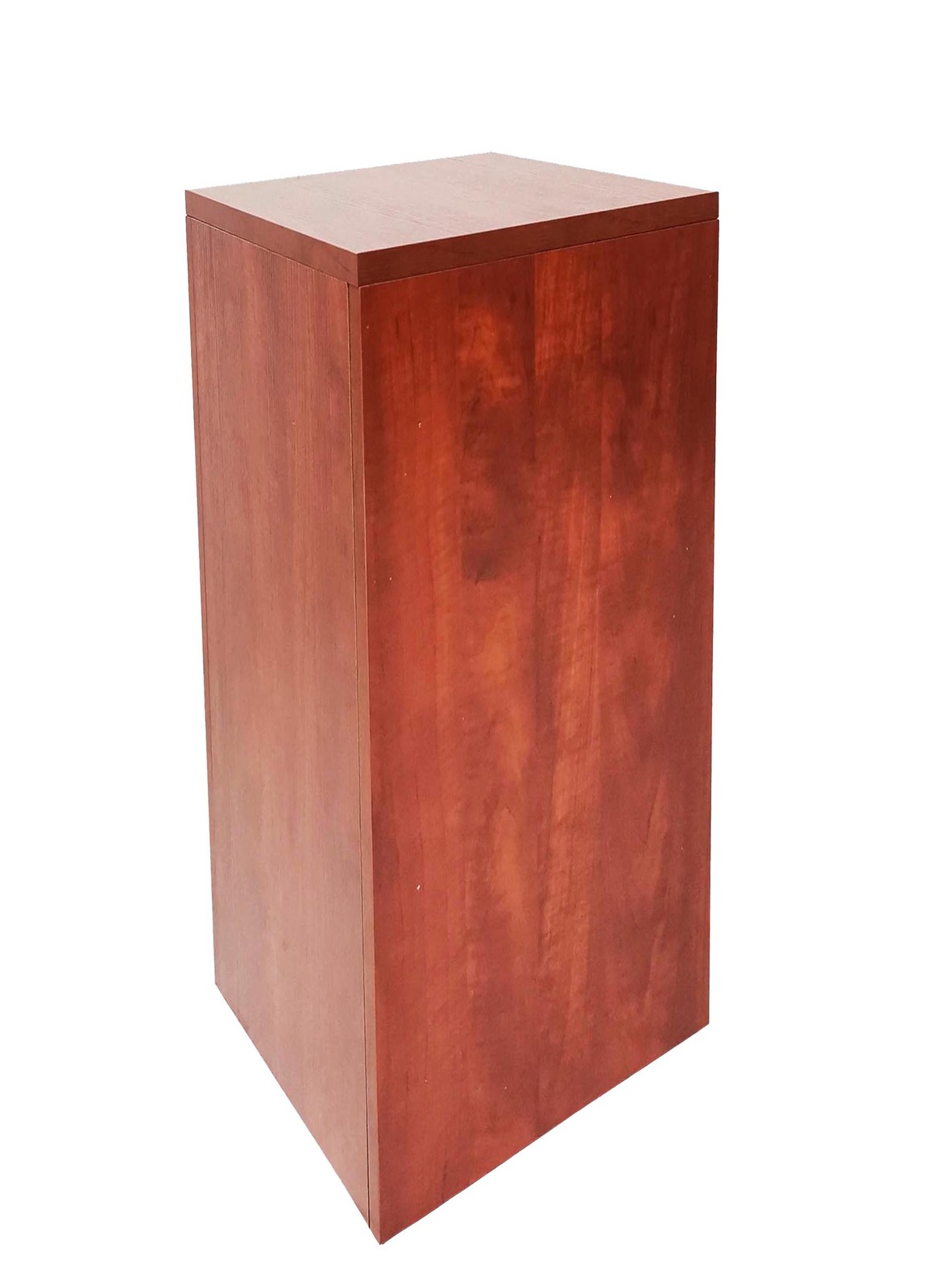 Returned item 36″ Pale Walnut Cube Pedestal Display Stand Easy assembly required