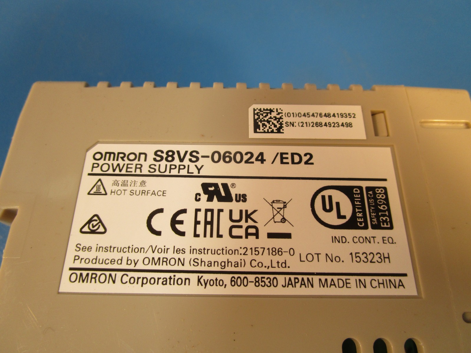 OMRON S8VS-06024 ED2, Switch Mode Power Supply, Capacity 60 W, Output 24 V