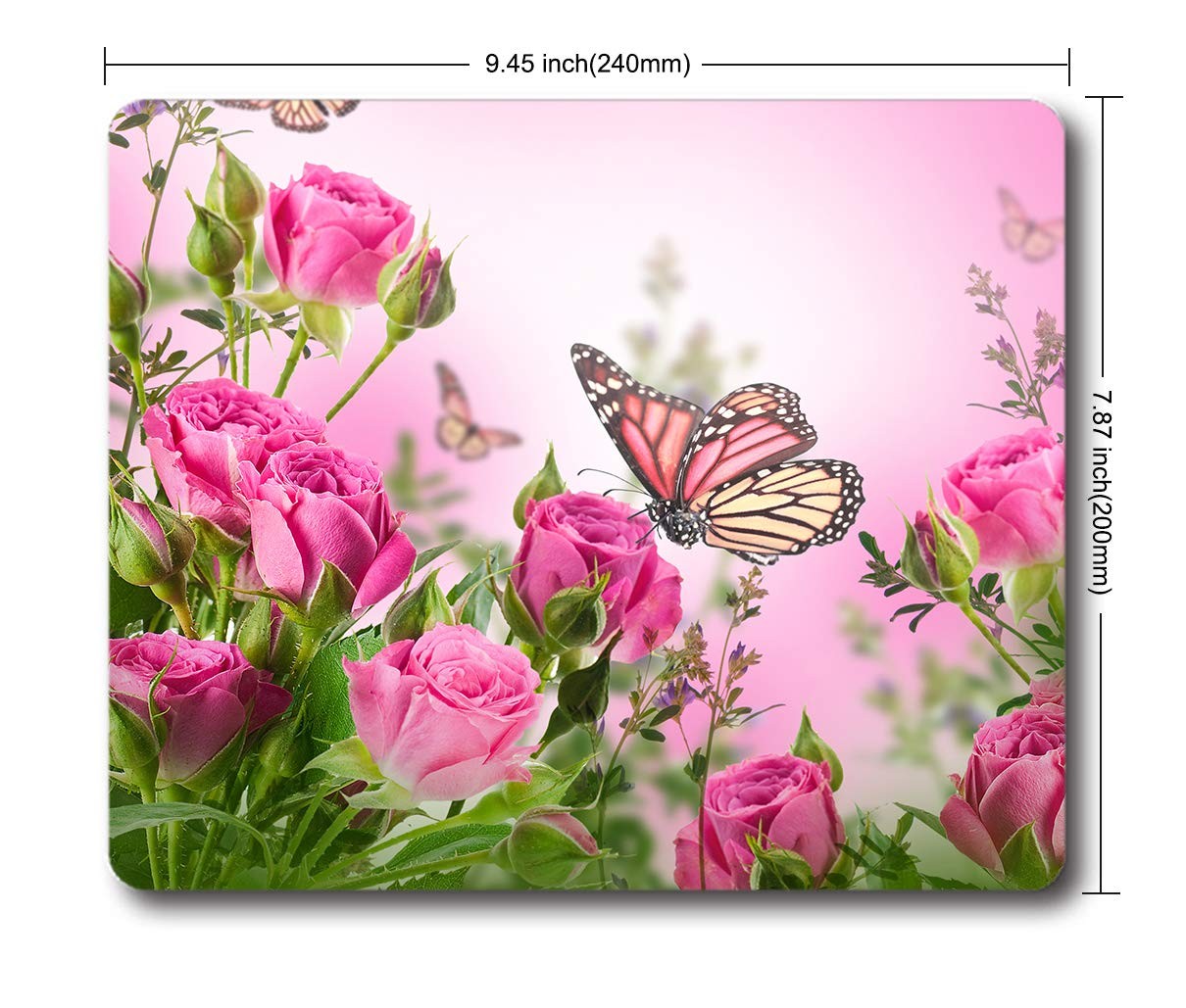 ice rabbit Mouse Pad Delicate Roses and 9.45″ x 7.87″ x 0.12″, IR-21