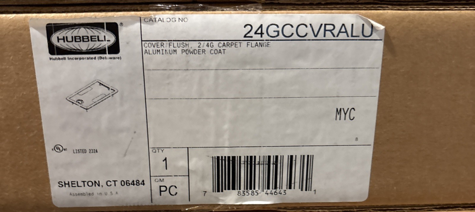 HUBBELL 24GCCVRALU COVER FLUSH 2/4G CARPET FLANGE ALUMINUM POWDER COAT (NEW)