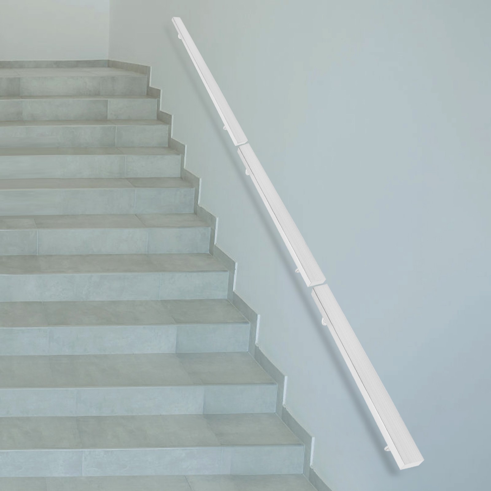 3.05M Stainless Stair Rail 101×9.8cm – Baking Paint Rectangle, Wall Mount