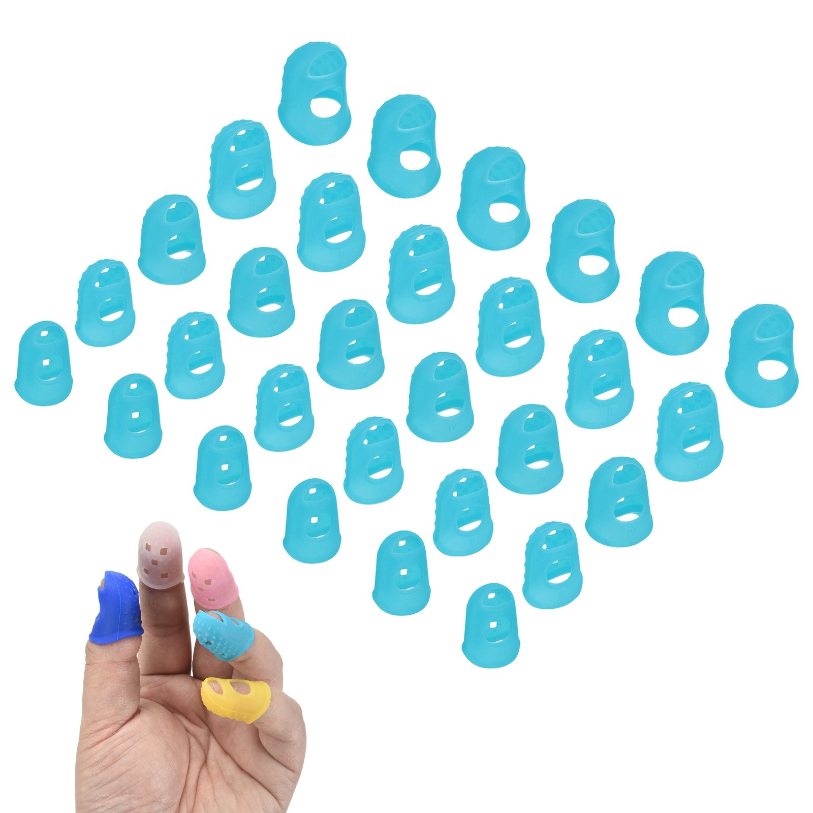 30 Pcs Silicone Finger Tips, 18/20/21.5/23/25mm Reinforced Finger, Light Blue