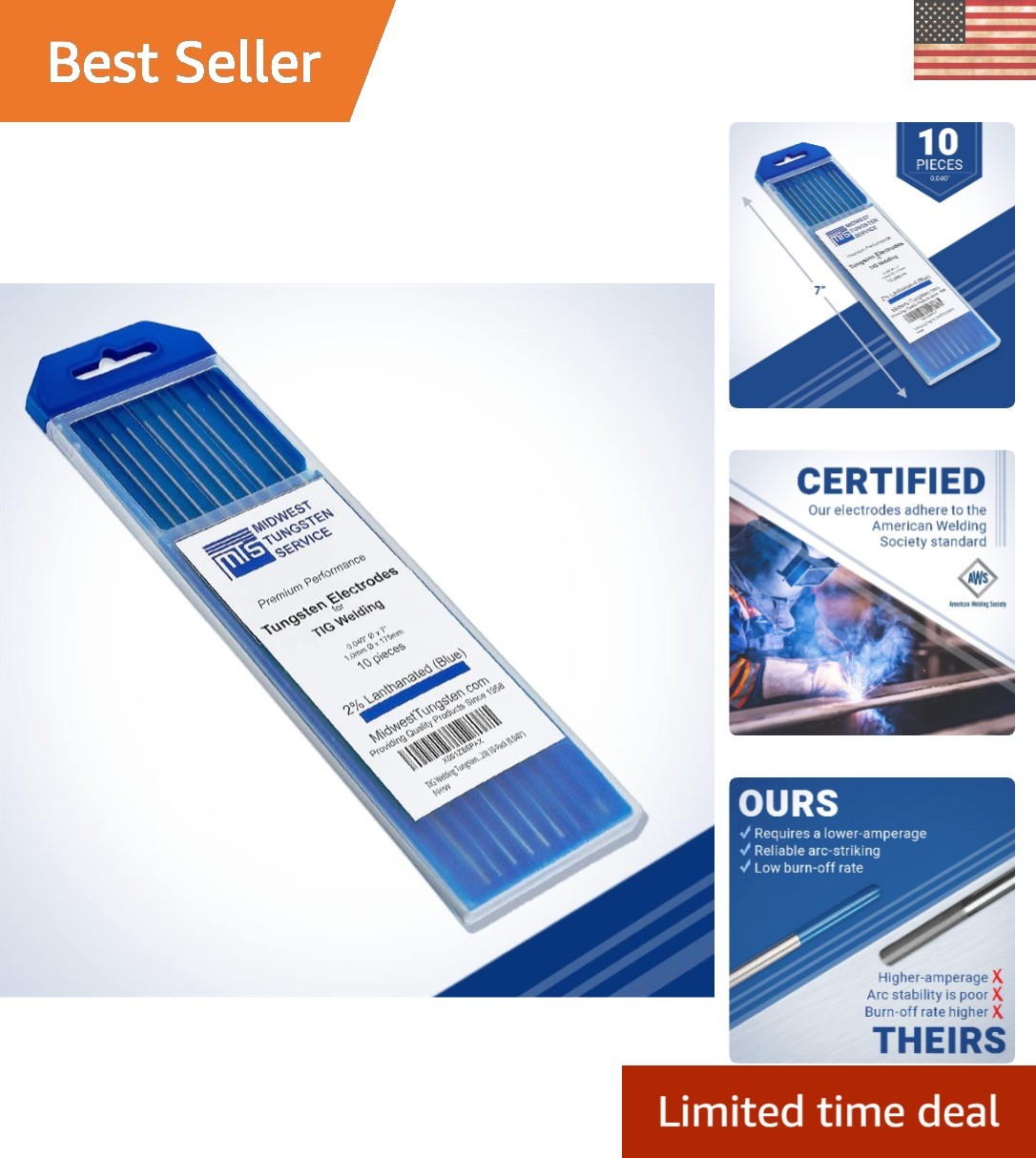 Versatile 10-Pack 0.040» TIG Electrodes – 2% Lanthanated for Any Welding Job