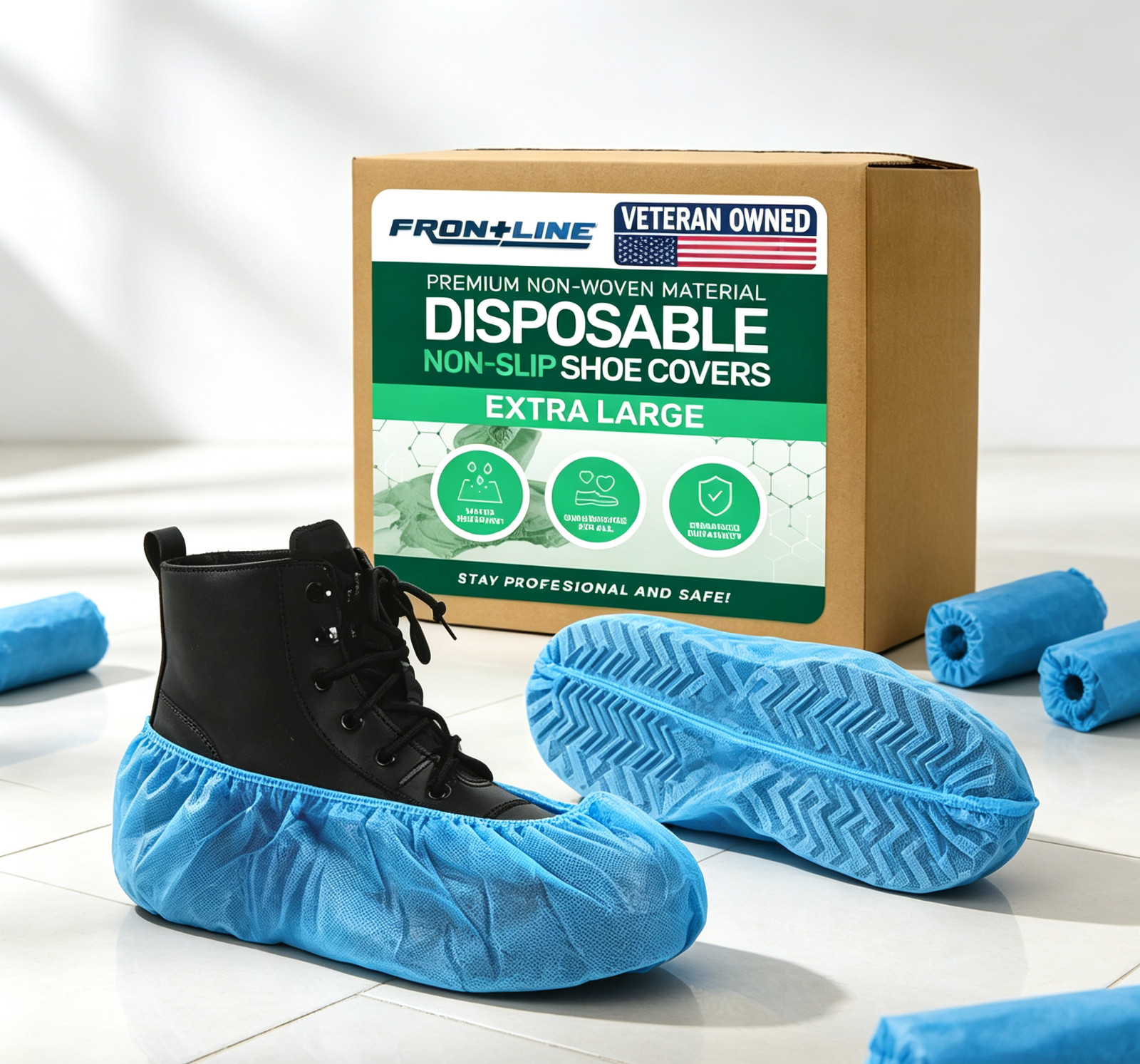 Disposable Non-Slip Shoe Covers 100Pcs Blue XL Non-Woven Waterproof Dustproof