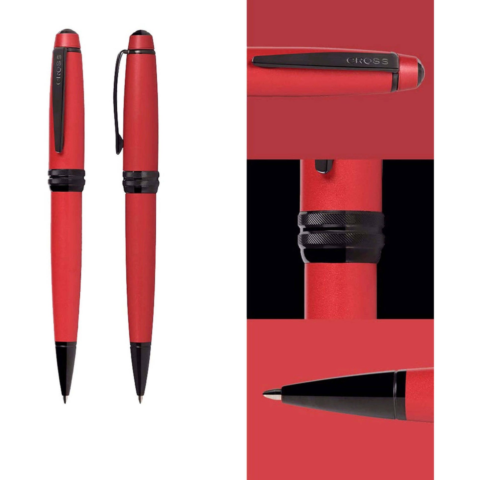Cross Ballpoint Pen Bailey Matte Red Lacquer Finish Metal Body AT0452-21
