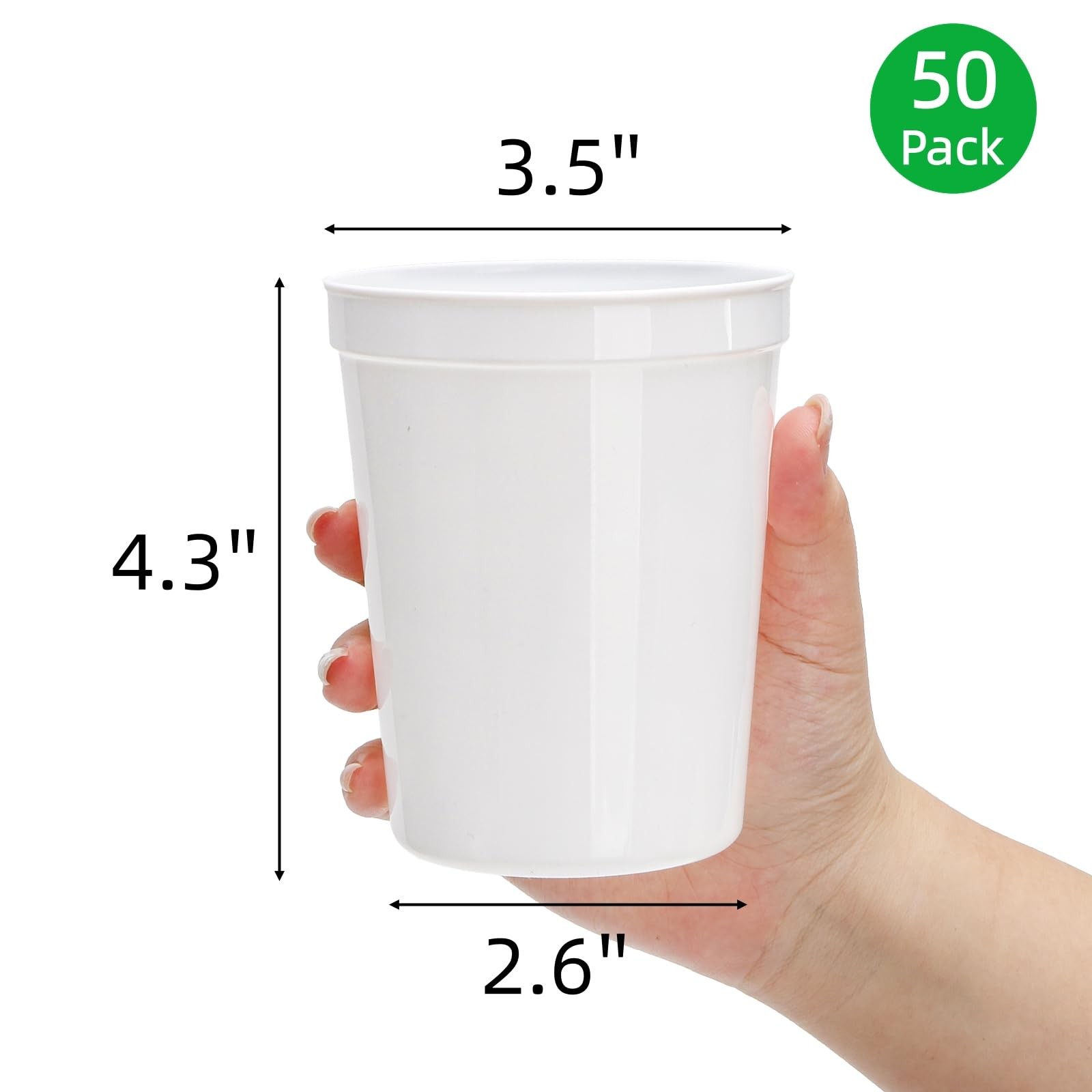 White Stadium Cups 50 Pack 16 Oz Reusable BPA Free Plastic for Party – DIY