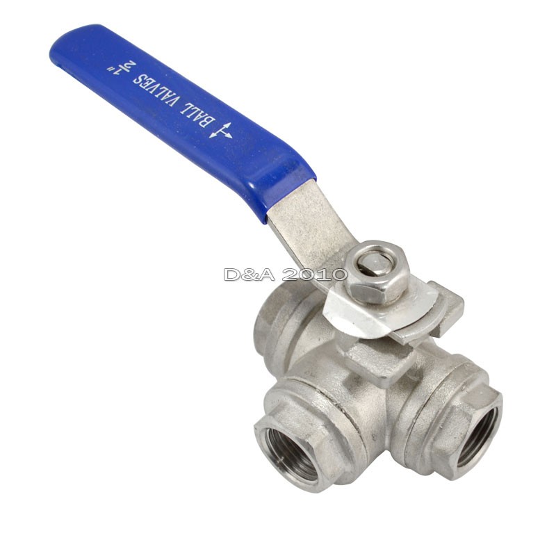 3-way NPT threaded Ball Valve Female Port T Type WOG1000 SS 304 for water oil