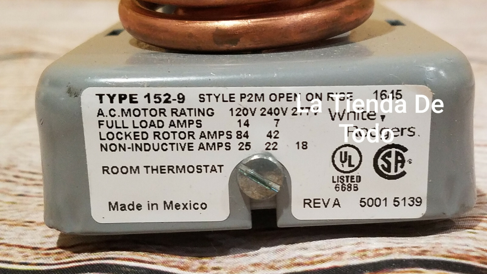 ANALOG MECHANICAL ROOM THERMOSTAT FITS TYPE 152-9 OR 1529 READ