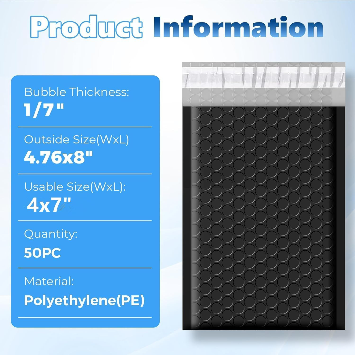 Metronic Extra Deep Bubble Mailers Usable Size 4X7″ 50 Pack Padded Envelopes 4.7