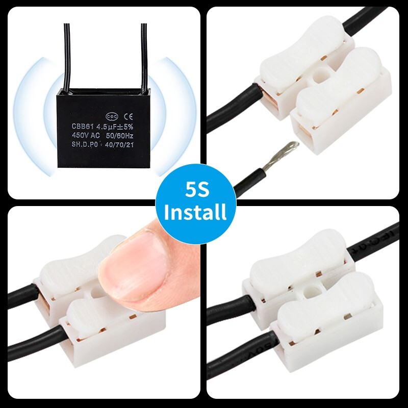 450V 4.5UF CBB61 Ceiling Fan Motor Running Capacitor 2 Wire 50/60 Hz