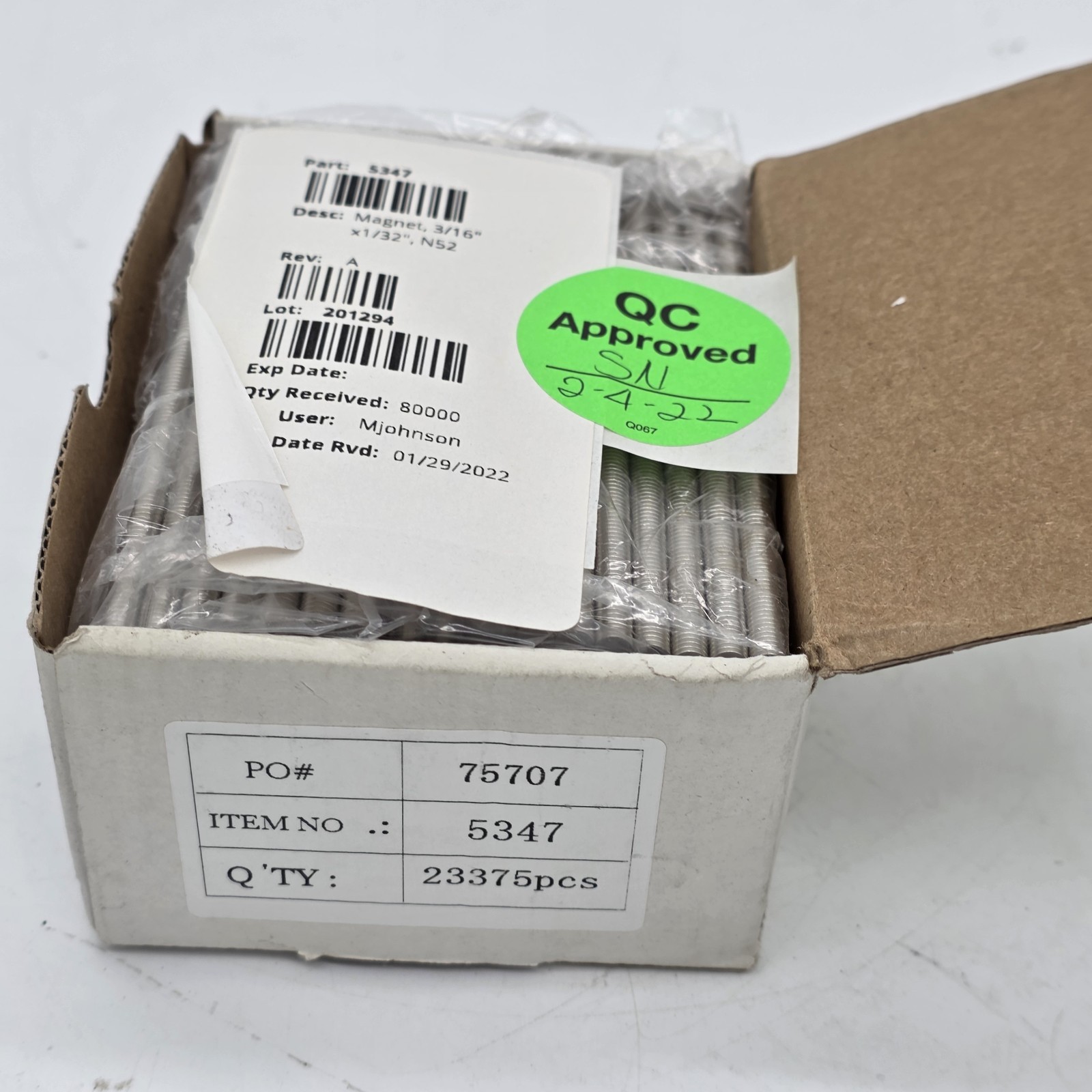 23,375 PCS N52 Neodymium Disc Magnets 3/16″ x 1/32″ Part #5347 Bulk Lot