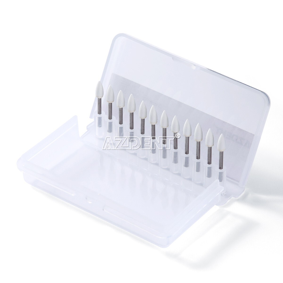 10X AZDENT Dental Flame White Stone Polishing FG Burs Aluminum Oxide 12pcs/box